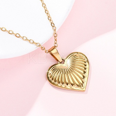 Heart 304 Stainless Steel Pendant Necklaces NJEW-H059-18G-1