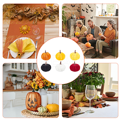 18Pcs 6 Colors Mini Velvet Imitation Pumpkin Display Decoration AJEW-NB0005-41-1