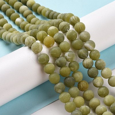 Round Frosted Natural TaiWan Jade Bead Strands X-G-M248-10mm-02-1