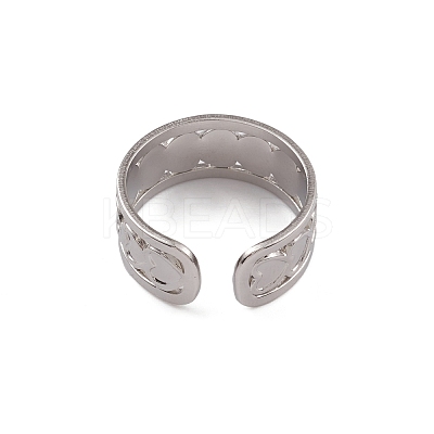 Non-Tarnish 304 Stainless Steel Heart Wrap Open Cuff Ring for Women RJEW-G285-06P-1
