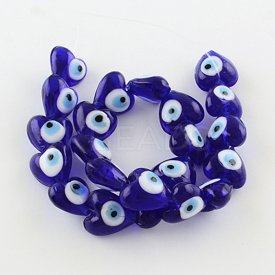 Heart Evil Eye Lampwork Bead Strands X-LAMP-R119-01-1