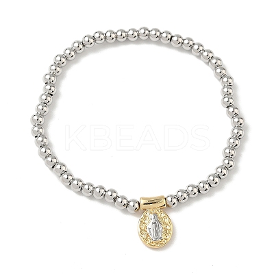 Brass Oval Charms Bracelets BJEW-B148-03A-02-1
