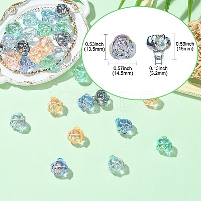 30Pcs 5 Colors Electroplate Transparent Acrylic Beads PACR-CJ0001-41-1