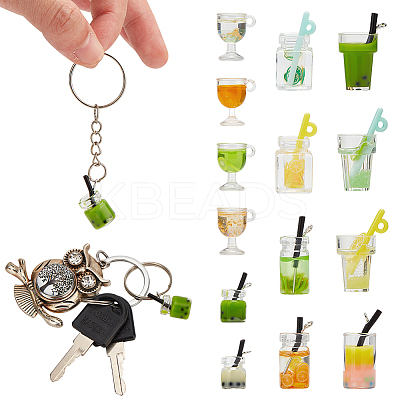 56pcs 14 style Glass and Resin Bottle Pendants RESI-WR0001-05-1