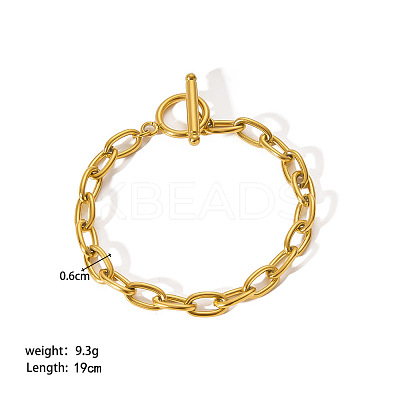 European Style 304 Stainless Steel Cable Chains Bracelet for Women HM2215-15-1