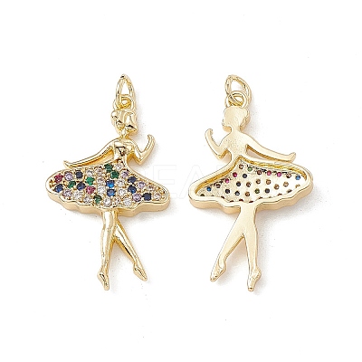 Brass Micro Pave Cubic Zirconia Pendants KK-E068-VB141-1