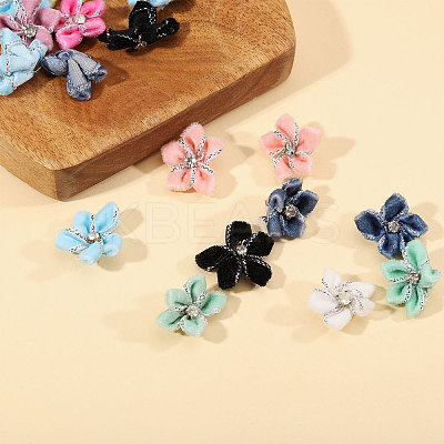 40Pcs 10 Colors Velvet with Resin Rhinestone Cabochons FIND-CA0011-27-1
