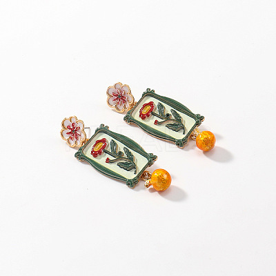 Alloy & Enamel Stud Dangle Earrings for Women WG66E5A-01-1