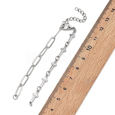 304 Stainless Steel Paperclip Chain and Cross Link Chain Bracelet Making AJEW-JB01642-1