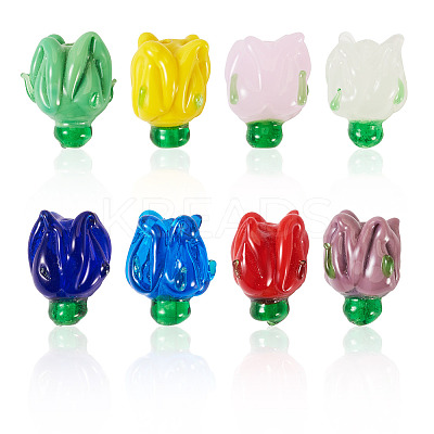 16Pcs 8 Colors Handmade Lampwork Beads LAMP-TA0001-33-1