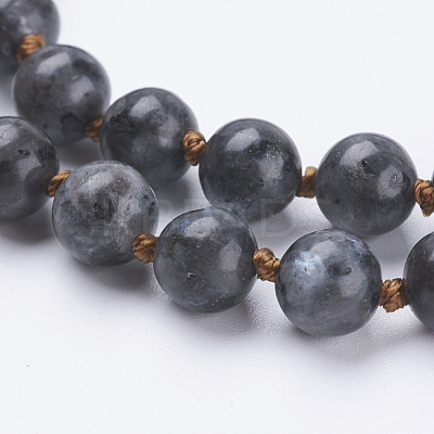Natural Larvikite Beaded Necklaces NJEW-P202-36-A20-1