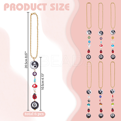 6Pcs 6 Styles Handmade Lampwork Beads Hanging Ornament HJEW-AR00015-1