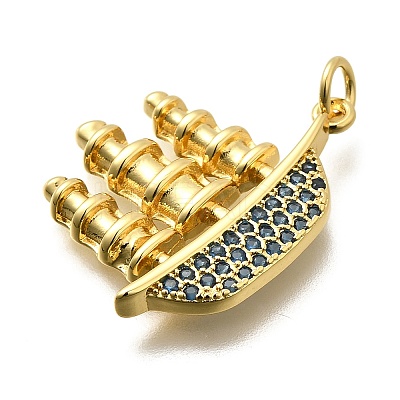 Brass Micro Pave Cubic Zirconia Pendants KK-Z093-14G-1