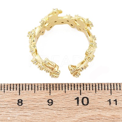 Brass Micro Pave Clear Cubic Zirconia Cuff Rings for Women RJEW-G345-02G-1