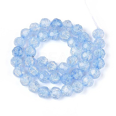 Transparent Crackle Glass Beads Strands GLAA-N053-8mm-04-1