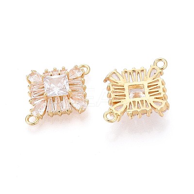 Brass Pave Clear Cubic Zirconia Connector Charms KK-N284-11G-1