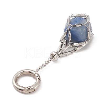 304 Stainless Steel Macrame Pouch Empty Stone Holder Pendant Decoration HJEW-JM01184-02-1