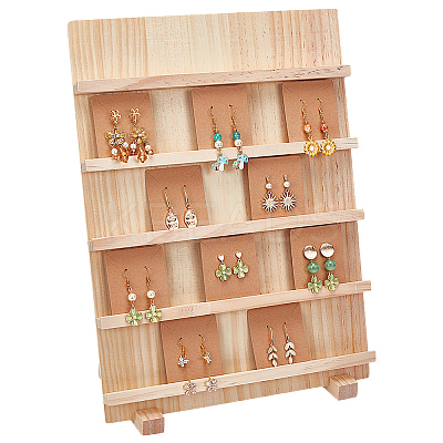 5-Tier Rectangle Wooden Earring Display Card Stands EDIS-WH0032-19-1