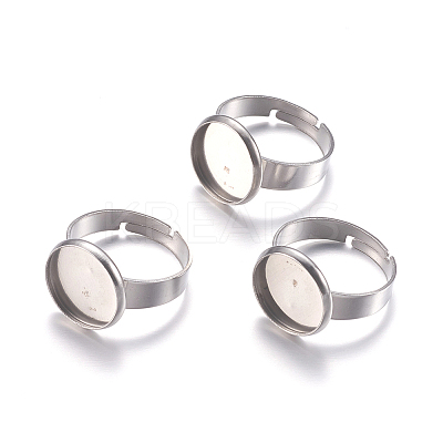 Tarnish Resistant 304 Stainless Steel Pad Ring Settings STAS-G173-19P-18mm-1
