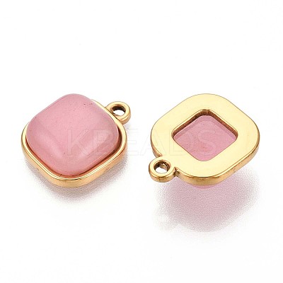 Natural Rose Quartz Square Pendants STAS-N109-211C-G-1