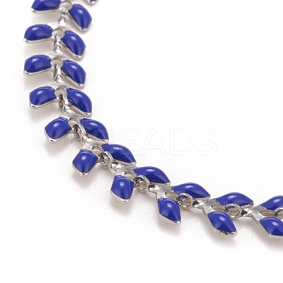 Enamel Wheat Link Chain Necklace NJEW-P220-02P-02-1