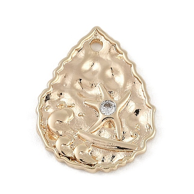 Brass Micro Pave Clear Cubic Zirconia Pendants KK-Z075-13G-1