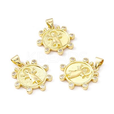 Rack Plating Brass Micro Pave Clear Cubic Zirconia Pendants ZIRC-I058-22G-1