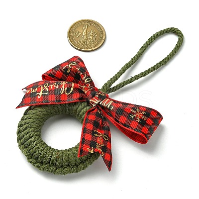 3Pcs 3 Colors Handmade Cotton Christmas Wreath Pendant Decoration HJEW-JM02702-1