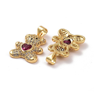 Brass Micro Pave Cubic Zirconia Pendants KK-K258-24F-G-RS-1