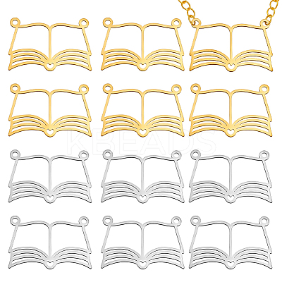 12Pcs 2 Colors 201 Stainless Steel Pendants STAS-PH0007-23-1