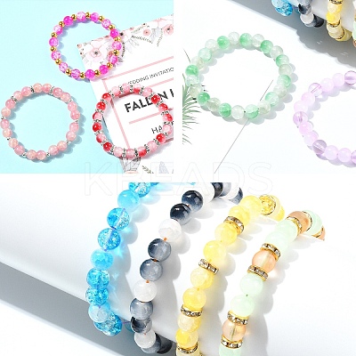 2 Sets 2 Styles DIY Alloy Enamel Pendants & Glass Beads Stretch Bracelets Making Kits DIY-YW0011-85-1