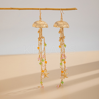 Alloy Jellyfish Tassel Dangle Earrings FS-WGBA216-04-1
