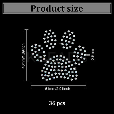Paw Print Hotfix Glass Rhinestone DIY-WH0453-71B-01-1