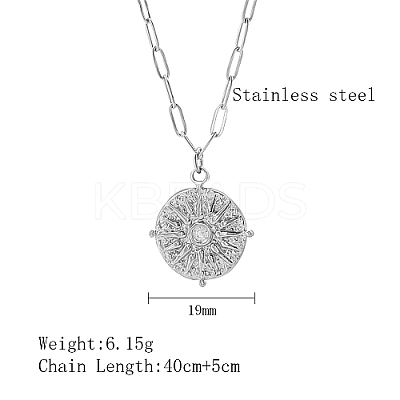 Non-Tarnish 304 Stainless Steel Sun Pendant Necklaces YN2147-2-1