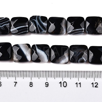 Dyed & Heated Natural Black Banded Agate/Striped Agate Beads Strands G-T138-170-1