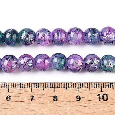 Drawbench Crackle Glass Beads Strands GLAA-N006-8mm-05-1