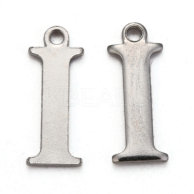 Tarnish Resistant 304 Stainless Steel Alphabet Charms STAS-H122-I-P-1