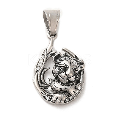 316L Stainless Steel Tibetan Style Rhinestone Pendants LS-STAS-D096-01A-AS-1