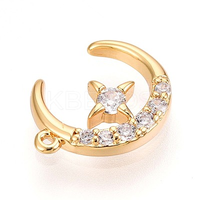 Brass Micro Pave Clear Cubic Zirconia Pendants KK-T075-49G-1