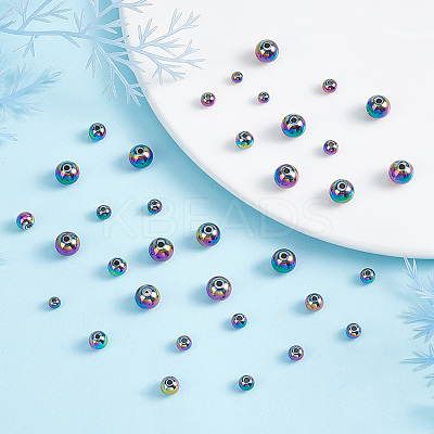 100Pcs 4 Style Rack Plating Rainbow Color 304 Stainless Steel Beads STAS-PH0004-34-1