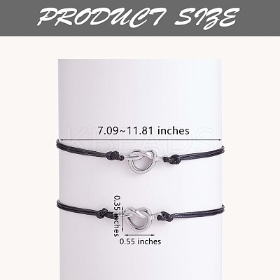 2Pc 2 Style 430 Stainless Steel Knot Heart Link Bracelets Set JB718A-1