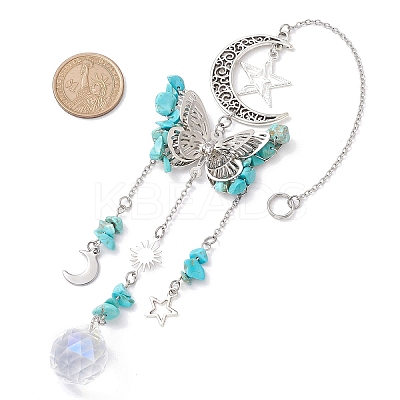 Alloy Hollow Moon Butterfly Hanging Ornaments HJEW-TA00173-02-1