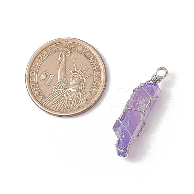 Electroplated Natural Quartz Crystal Pendants PALLOY-JF03363-1