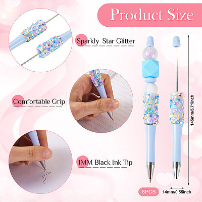 8Pcs Star Sequin Ball-Point Pen FIND-TA0006-16-1
