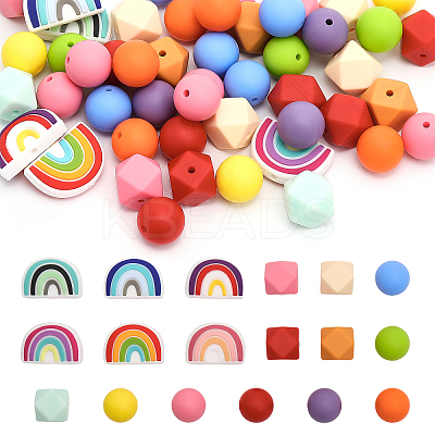 18 Style Food Grade Eco-Friendly Silicone Beads SIL-CA0001-62-1