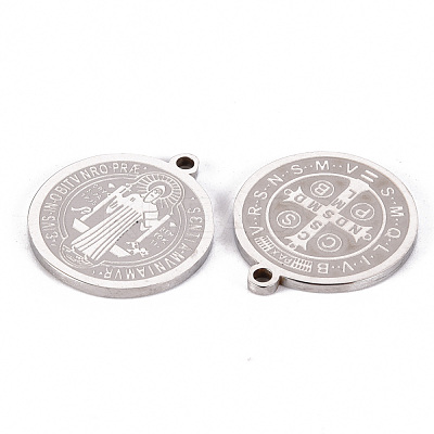 Non-Tarnish 201 Stainless Steel Etched Pendants STAS-Q238-002-1