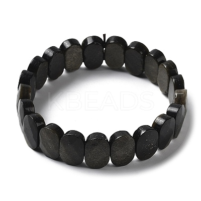 Natural Golden Sheen Obsidian Beaded Stretch Bracelet G-E010-01-05-1
