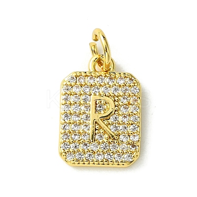 Rack Plating Brass Micro Pave Clear Cubic Zirconia Charms KK-G501-01R-G-1