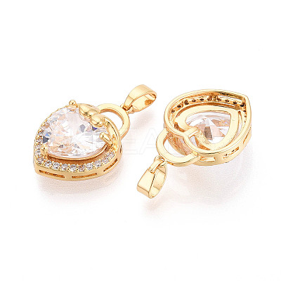 Brass Micro Pave Cubic Zirconia Pendants KK-N272-04G-1