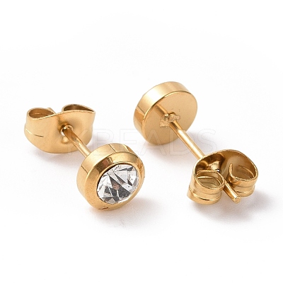 Ion Plating(IP) Rhinestone Column Stud Earrings EJEW-H357-04G-01-1